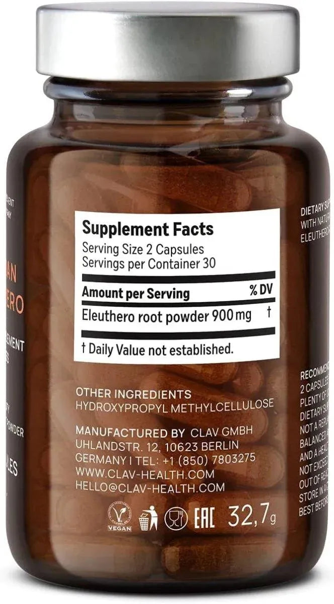 CLAV - CLAV Siberian Ginseng 900Mg. Eleuthero Root Powder 60 Capsulas - The Red Vitamin MX - Suplementos Alimenticios - {{ shop.shopifyCountryName }}