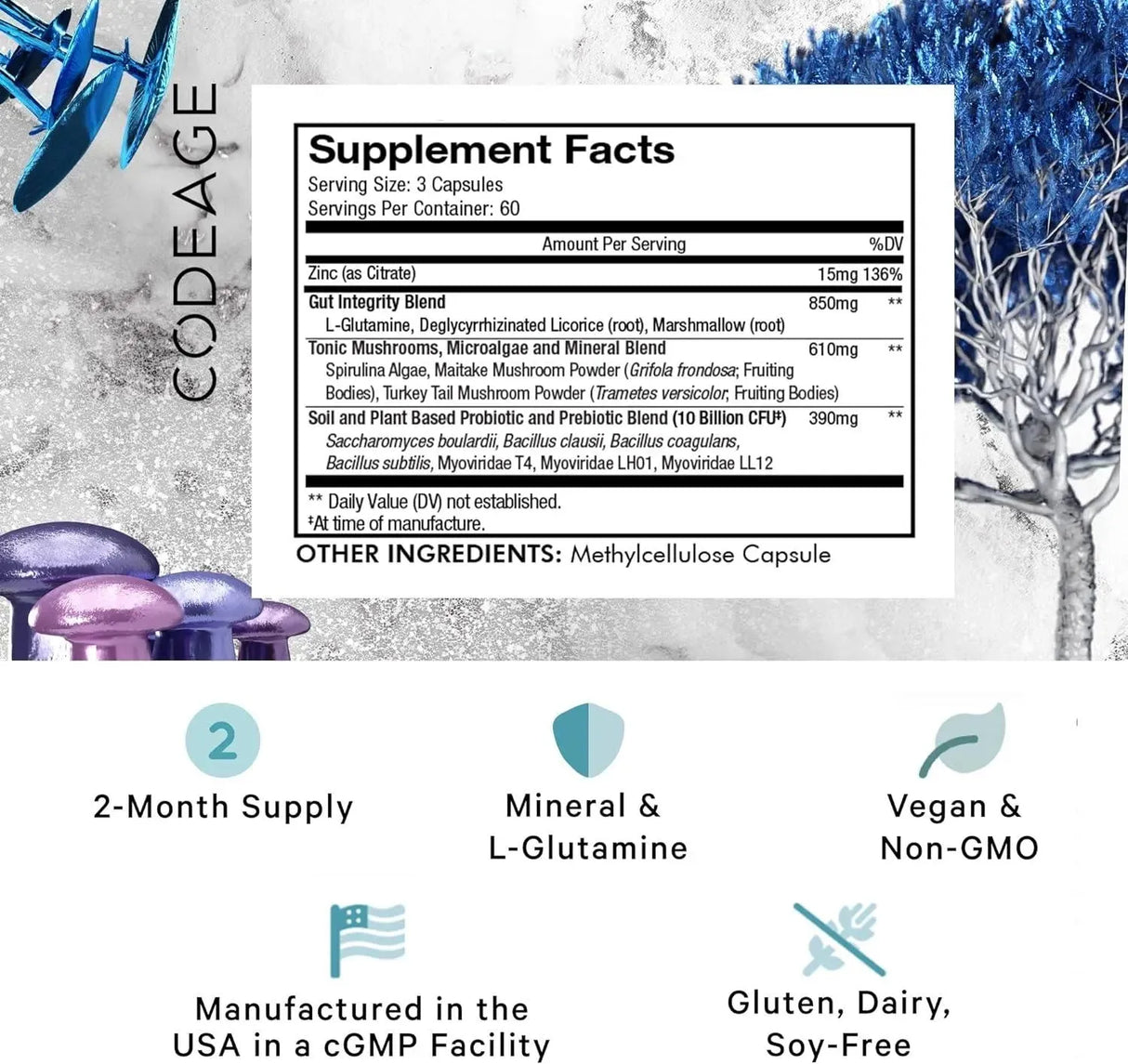 CODEAGE - Codeage Gut Health 180 Capsulas - The Red Vitamin MX - Suplementos Alimenticios - {{ shop.shopifyCountryName }}