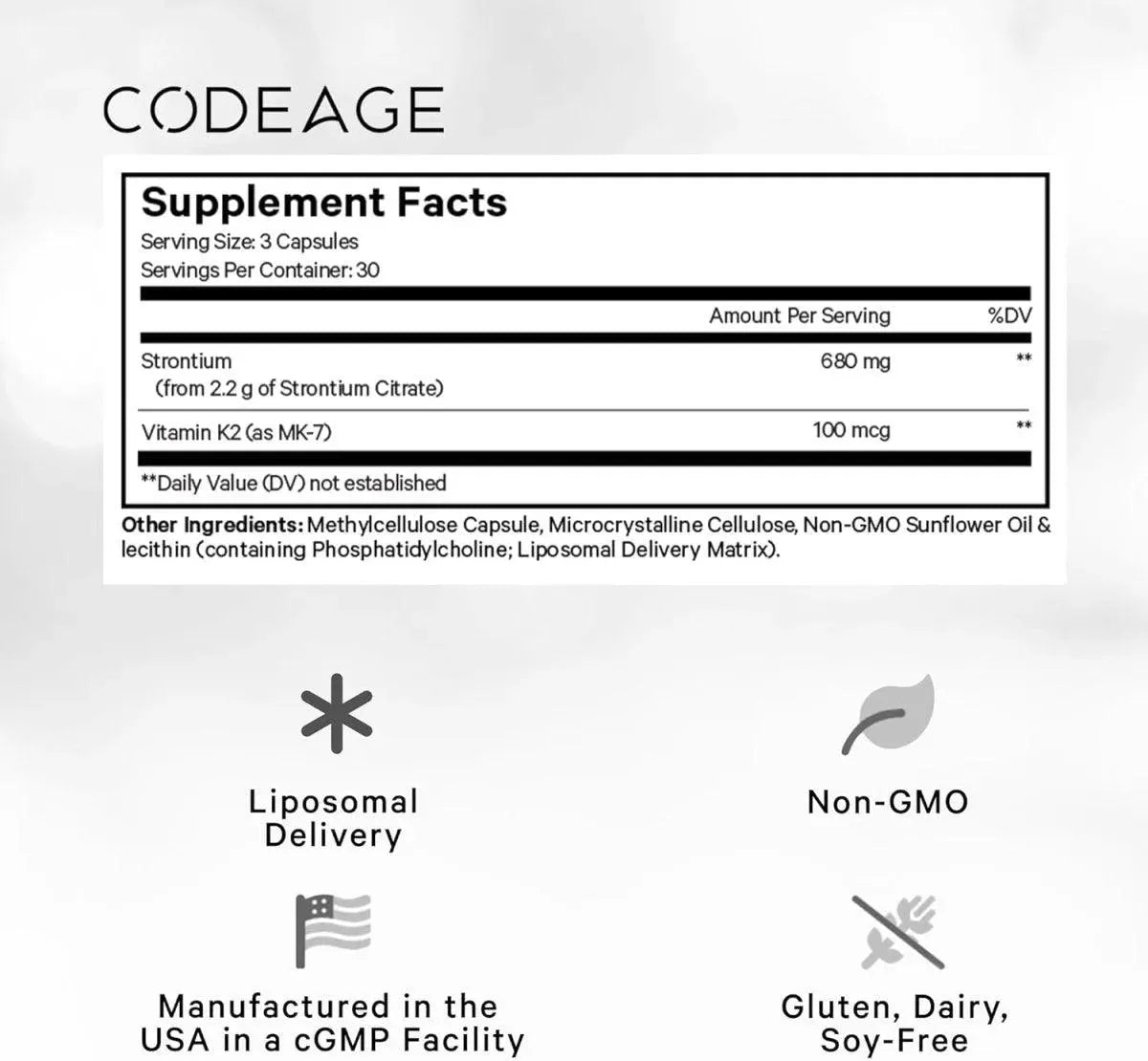 CODEAGE - Codeage Liposomal Strontium 90 Capsulas - The Red Vitamin MX - Suplementos Alimenticios - {{ shop.shopifyCountryName }}