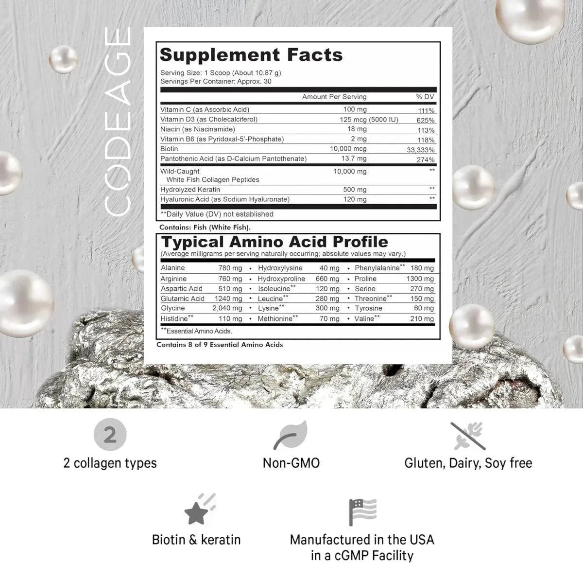 CODEAGE - Codeage Platinum Marine Collagen Protein Powder Supplement 326Gr. - The Red Vitamin MX - Suplementos Alimenticios - {{ shop.shopifyCountryName }}