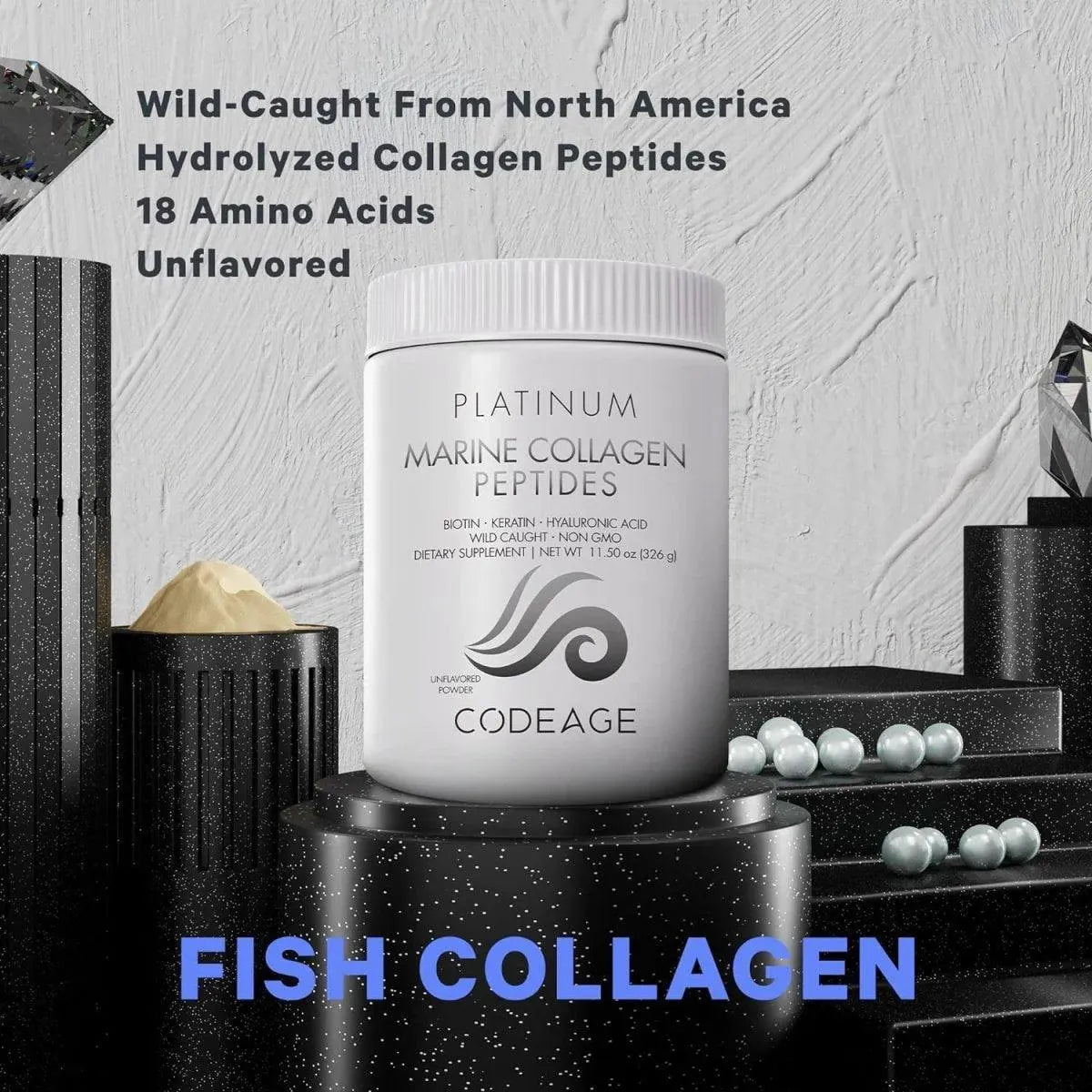 CODEAGE - Codeage Platinum Marine Collagen Protein Powder Supplement 326Gr. - The Red Vitamin MX - Suplementos Alimenticios - {{ shop.shopifyCountryName }}