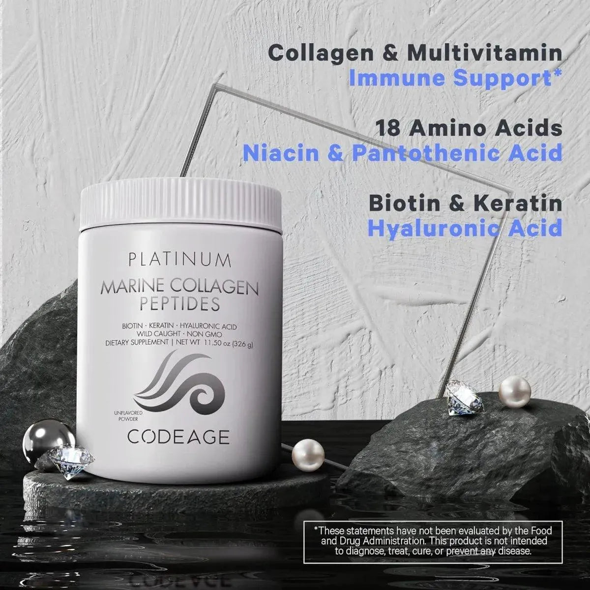CODEAGE - Codeage Platinum Marine Collagen Protein Powder Supplement 326Gr. - The Red Vitamin MX - Suplementos Alimenticios - {{ shop.shopifyCountryName }}