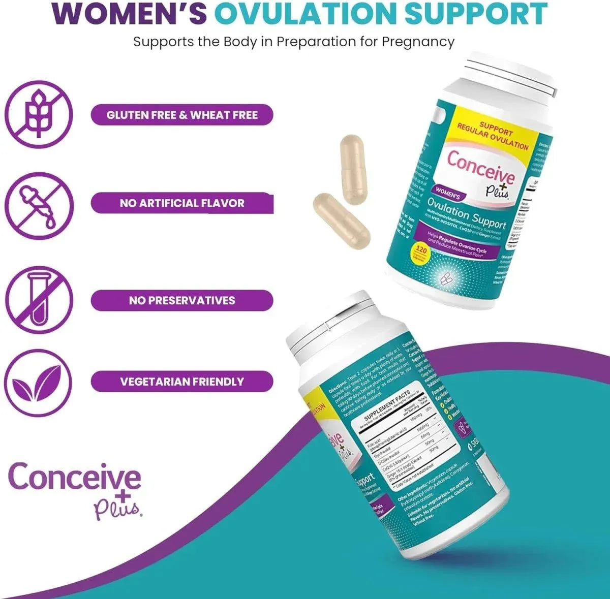 CONCEIVE PLUS - CONCEIVE PLUS Womens Ovulation Support 120 Capsulas - The Red Vitamin MX - Suplementos Alimenticios - {{ shop.shopifyCountryName }}