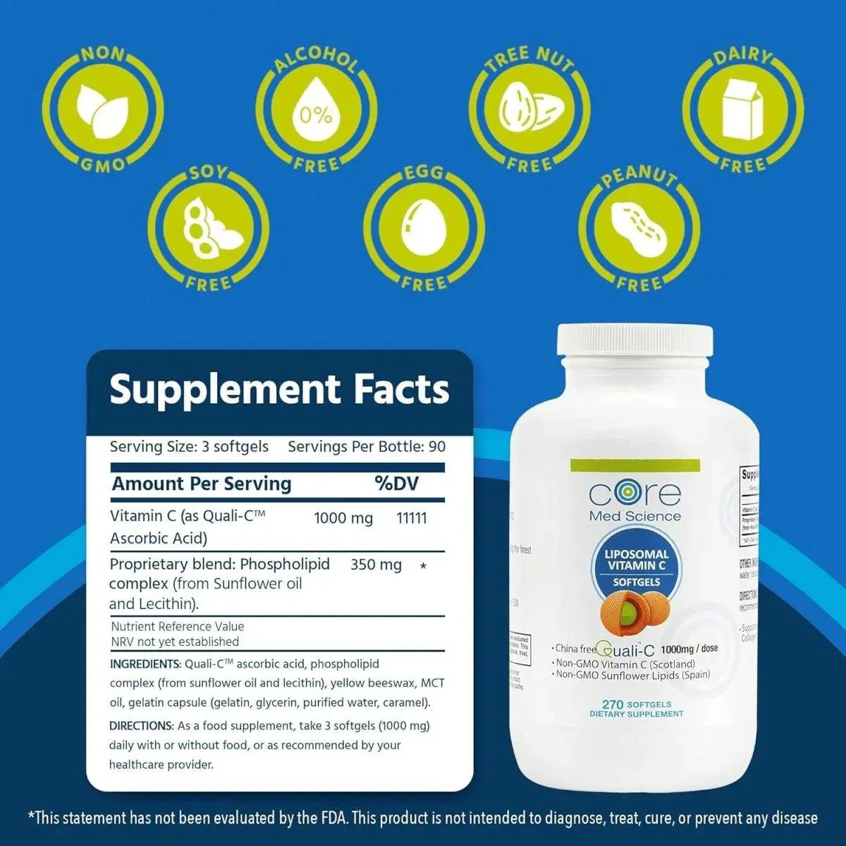 CORE MED SCIENCE - Core Med Science Liposomal Vitamin C 1000Mg. 270 Capsulas Blandas - The Red Vitamin MX - Suplementos Alimenticios - {{ shop.shopifyCountryName }}