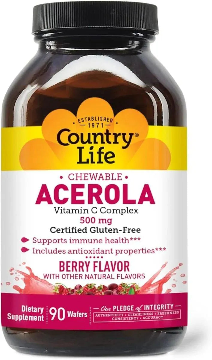 COUNTRY LIFE - Country Life Acerola Vitamin C Complex 500Mg. 90 Tabletas Masticables - The Red Vitamin MX - Suplementos Alimenticios - {{ shop.shopifyCountryName }}