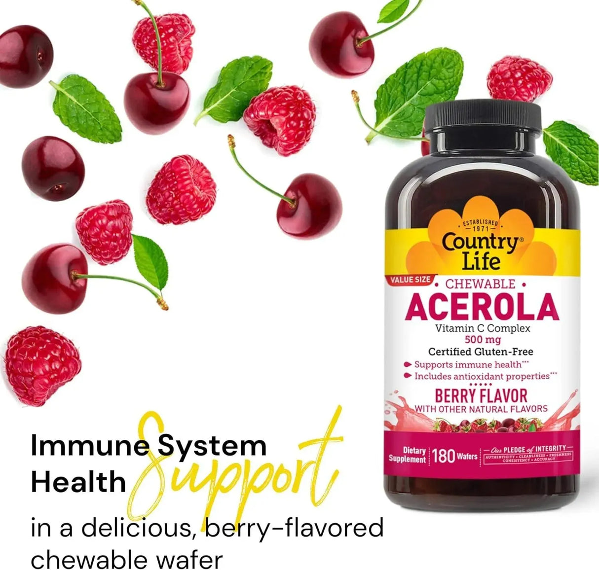 COUNTRY LIFE - Country Life Acerola Vitamin C Complex 500Mg. 180 Tabletas - The Red Vitamin MX - Suplementos Alimenticios - {{ shop.shopifyCountryName }}