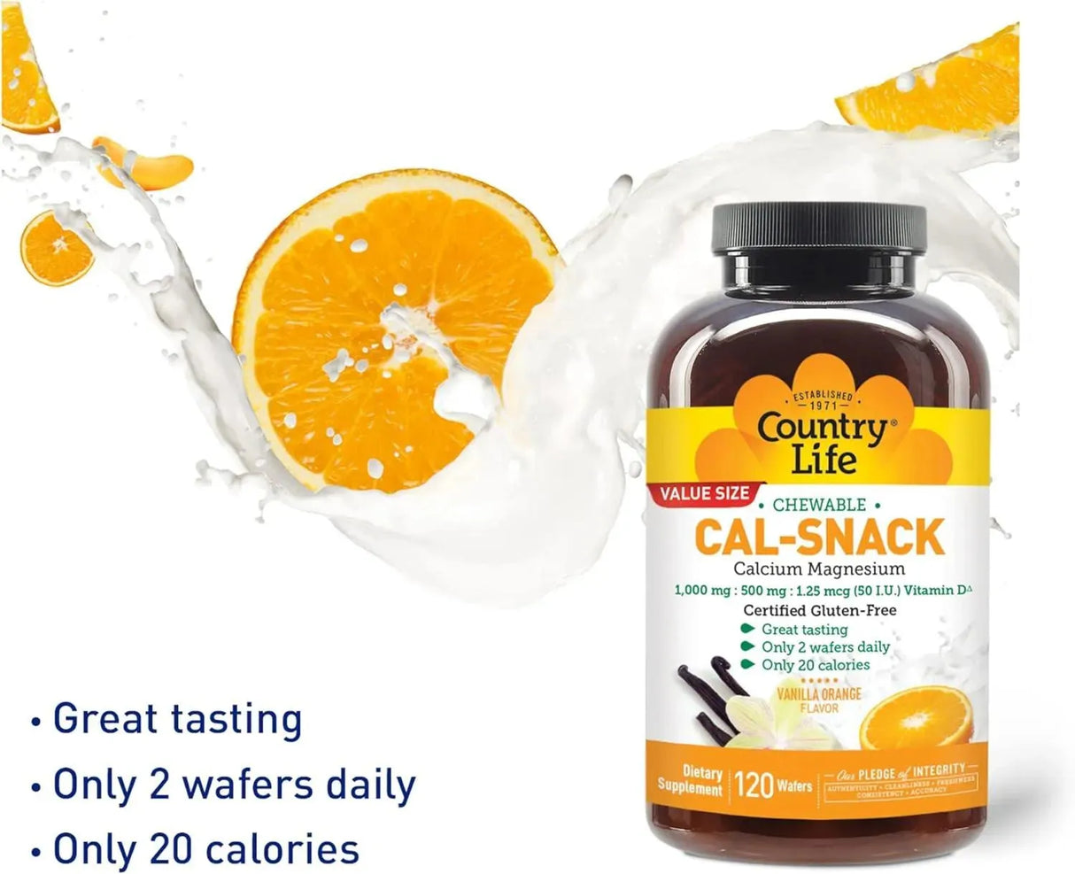 COUNTRY LIFE - Country Life Cal-Snack Chewable Calcium 120 Tabletas Masticables - The Red Vitamin MX - Suplementos Alimenticios - {{ shop.shopifyCountryName }}