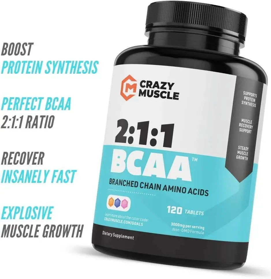 CRAZY MUSCLE - Crazy Muscle 1000Mg. BCAA 120 Tabletas - The Red Vitamin MX - Suplementos Alimenticios - {{ shop.shopifyCountryName }}
