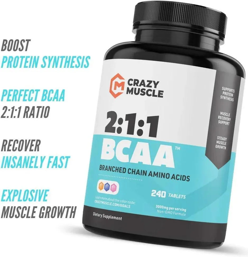 CRAZY MUSCLE - Crazy Muscle 3000Mg. BCAA 240 Tabletas - The Red Vitamin MX - Suplementos Alimenticios - {{ shop.shopifyCountryName }}