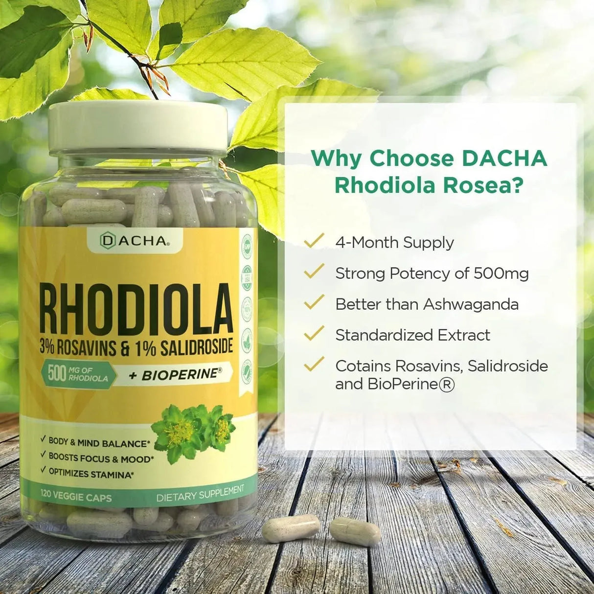DACHA - Dacha Natural Rhodiola Rosea 500Mg. 120 Capsulas - The Red Vitamin MX - Suplementos Alimenticios - {{ shop.shopifyCountryName }}