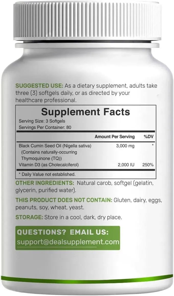 DEAL SUPPLEMENT - DEAL SUPPLEMENT Black Seed Oil with Vitamin D3 240 Capsulas Blandas - The Red Vitamin MX - Suplementos Alimenticios - {{ shop.shopifyCountryName }}