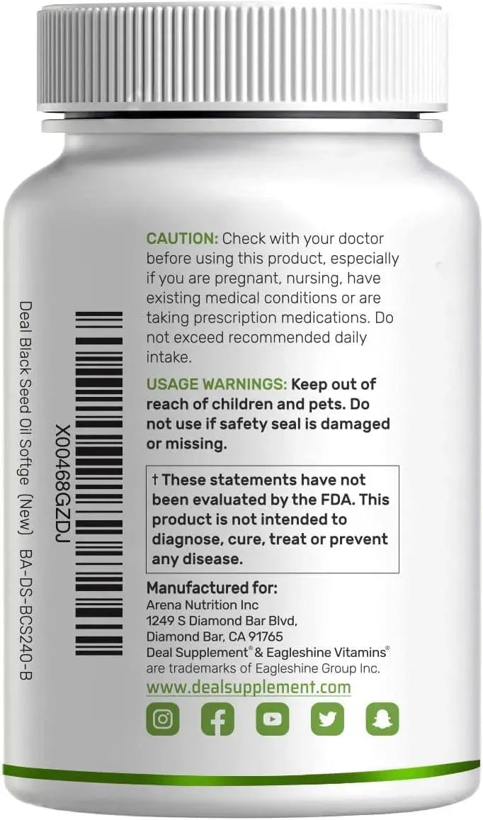 DEAL SUPPLEMENT - DEAL SUPPLEMENT Black Seed Oil with Vitamin D3 240 Capsulas Blandas - The Red Vitamin MX - Suplementos Alimenticios - {{ shop.shopifyCountryName }}