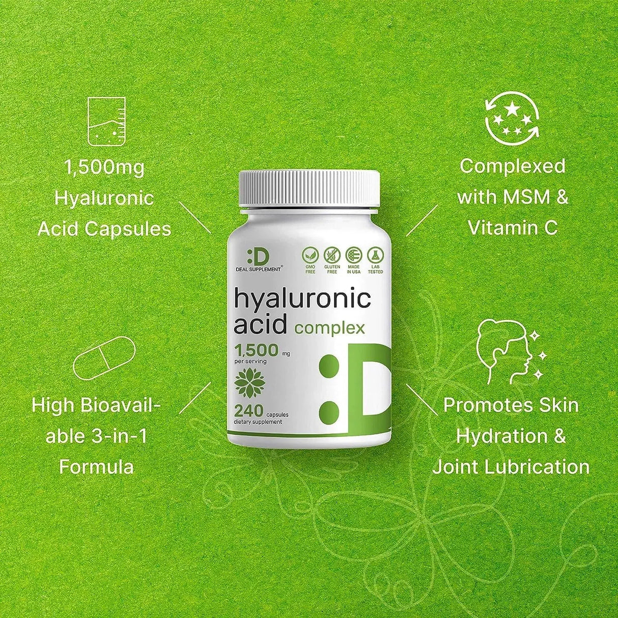 DEAL SUPPLEMENT - Deal Supplement Hyaluronic Acid Supplements 1,500Mg. 240 Capsulas - The Red Vitamin MX - Suplementos Alimenticios - {{ shop.shopifyCountryName }}