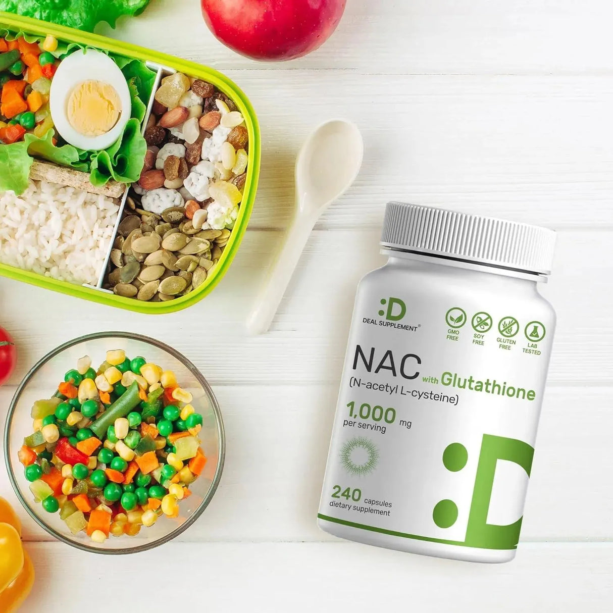 DEAL SUPPLEMENT - Deal Supplement NAC N-Acetyl Cysteine with Glutathione 1000Mg. 240 Capsulas - The Red Vitamin MX - Suplementos Alimenticios - {{ shop.shopifyCountryName }}