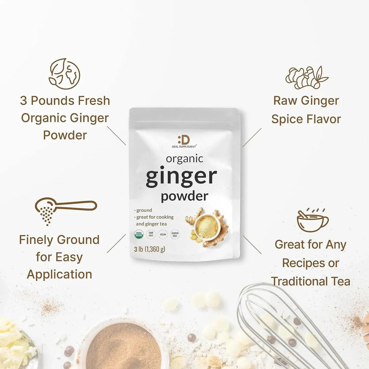 DEAL SUPPLEMENT - Deal Supplement Organic Fresh Ginger Powder 1,360Gr. - The Red Vitamin MX - Suplementos Alimenticios - {{ shop.shopifyCountryName }}