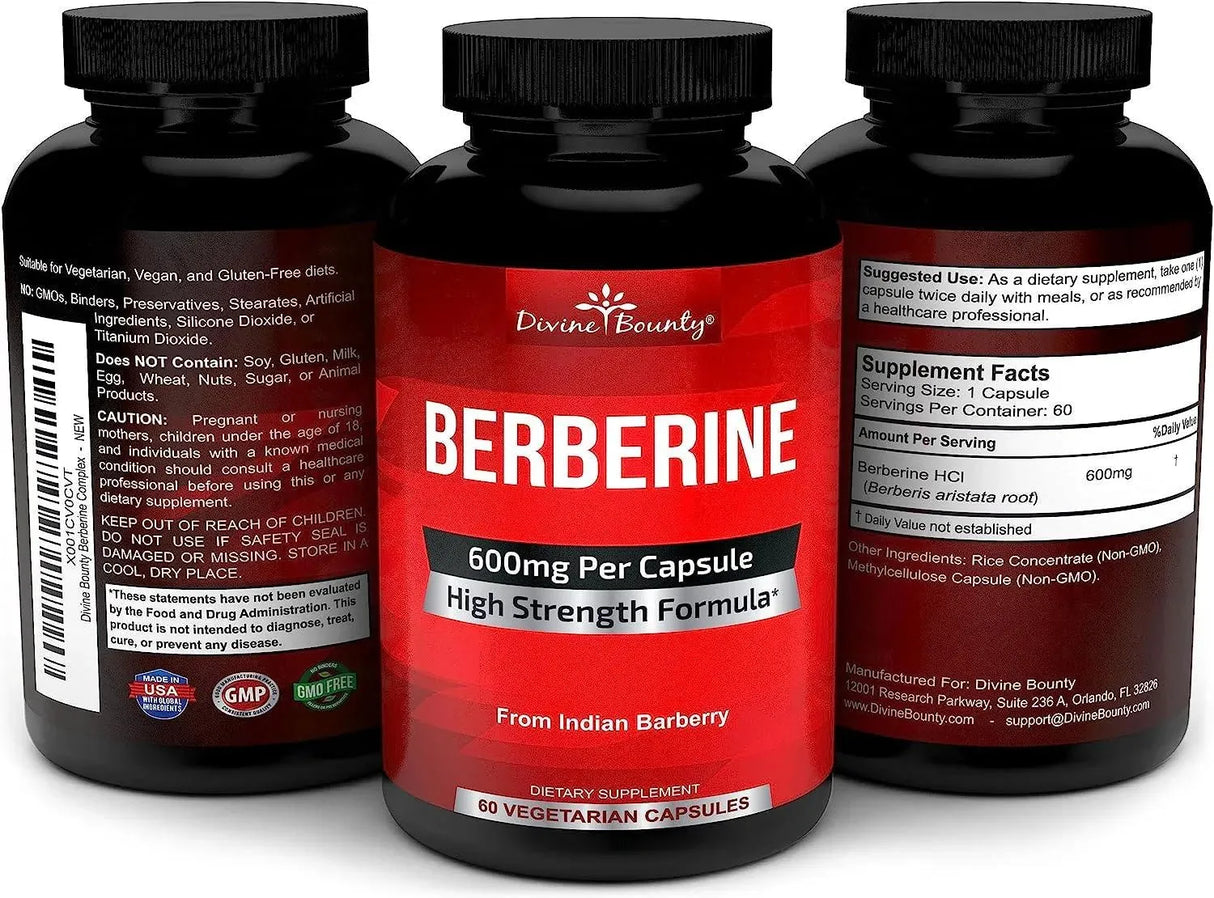 DIVINE BOUNTY - Divine Bounty Pure Berberine Complex 600Mg. 60 Capsulas - The Red Vitamin MX - Suplementos Alimenticios - {{ shop.shopifyCountryName }}