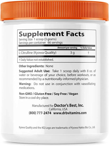 DOCTOR'S BEST - Doctor's Best L-Citrulline Powder 200Gr. - The Red Vitamin MX - Suplementos Alimenticios - {{ shop.shopifyCountryName }}