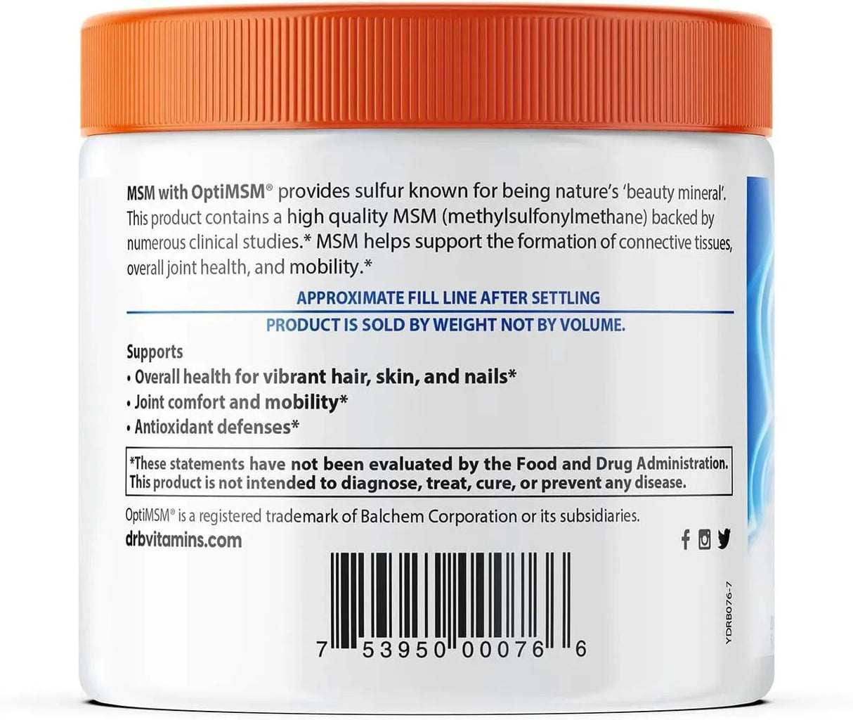 DOCTOR'S BEST - Doctor's Best MSM Powder with OptiMSM 250Gr. - The Red Vitamin MX - Suplementos Alimenticios - {{ shop.shopifyCountryName }}