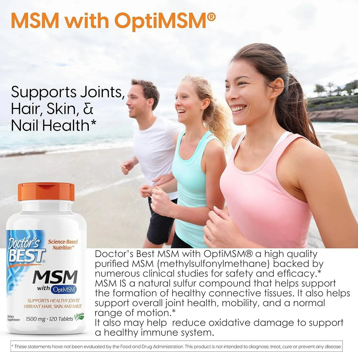 DOCTOR'S BEST - Doctor's Best MSM with OptiMSM 1500Mg. 120 Tabletas - The Red Vitamin MX - Suplementos Alimenticios - {{ shop.shopifyCountryName }}