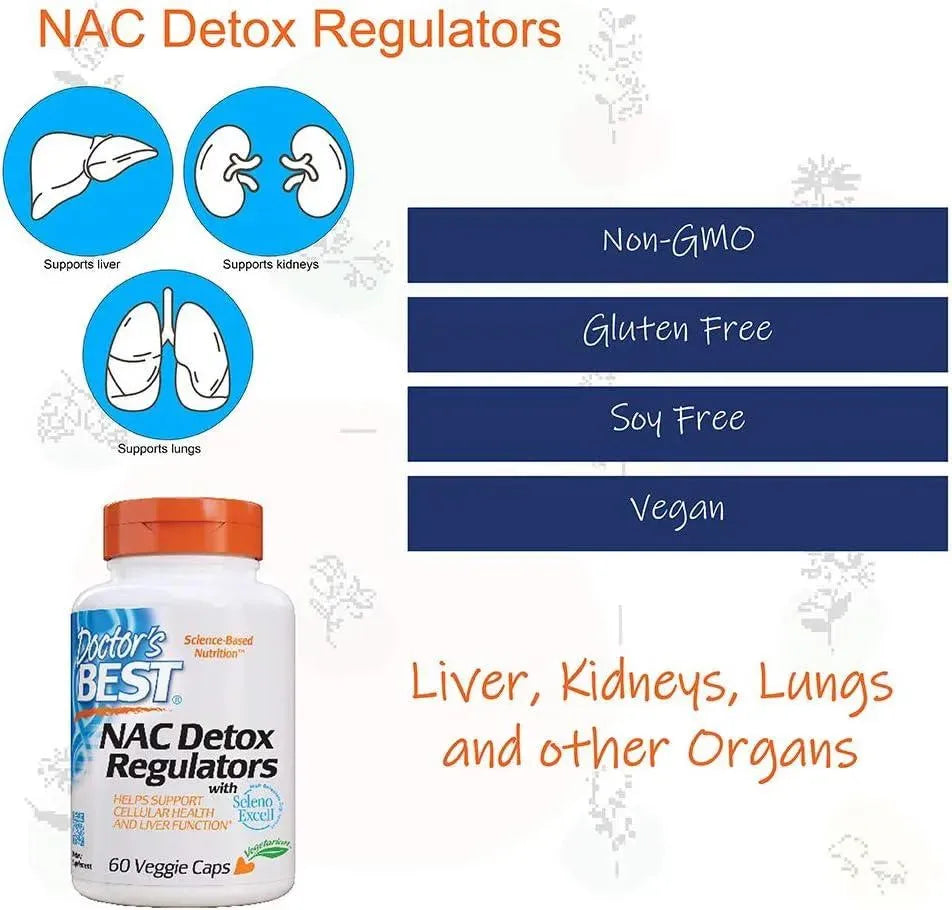 DOCTOR'S BEST - Doctor's Best NAC Detox Regulators 60 Capsulas - The Red Vitamin MX - Suplementos Alimenticios - {{ shop.shopifyCountryName }}
