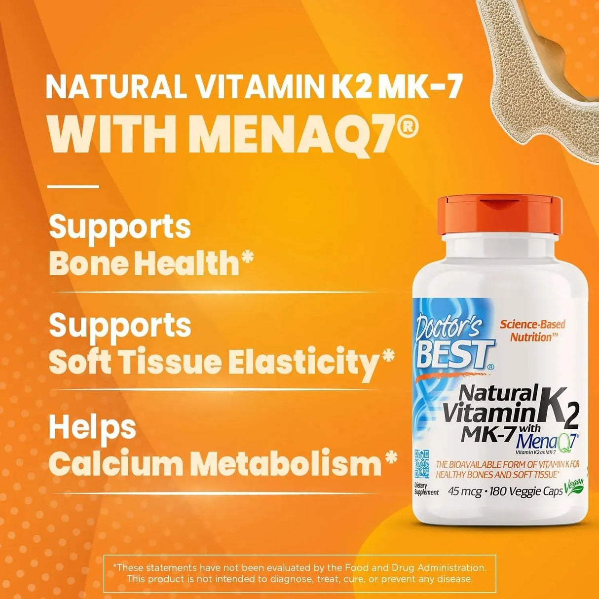 DOCTOR'S BEST - Doctor's Best Natural Vitamin K2 Mk-7 180 Capsulas - The Red Vitamin MX - Suplementos Alimenticios - {{ shop.shopifyCountryName }}