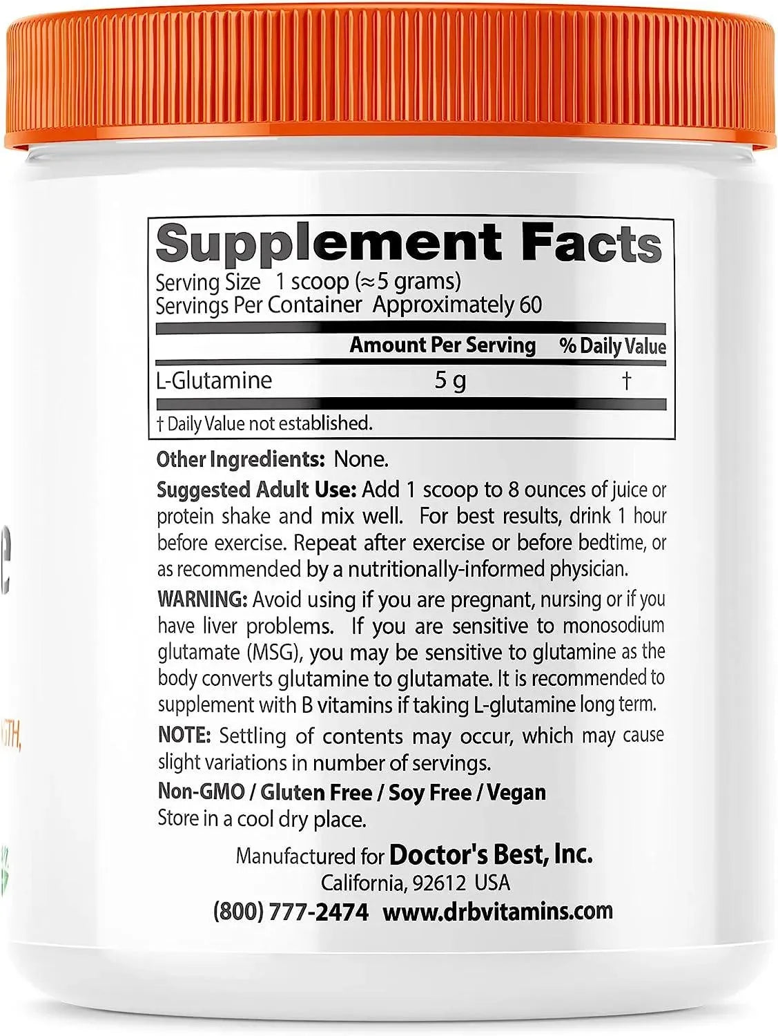 DOCTOR'S BEST - Doctor's Best Pure L-Glutamine Powder 300Gr. - The Red Vitamin MX - Suplementos Alimenticios - {{ shop.shopifyCountryName }}