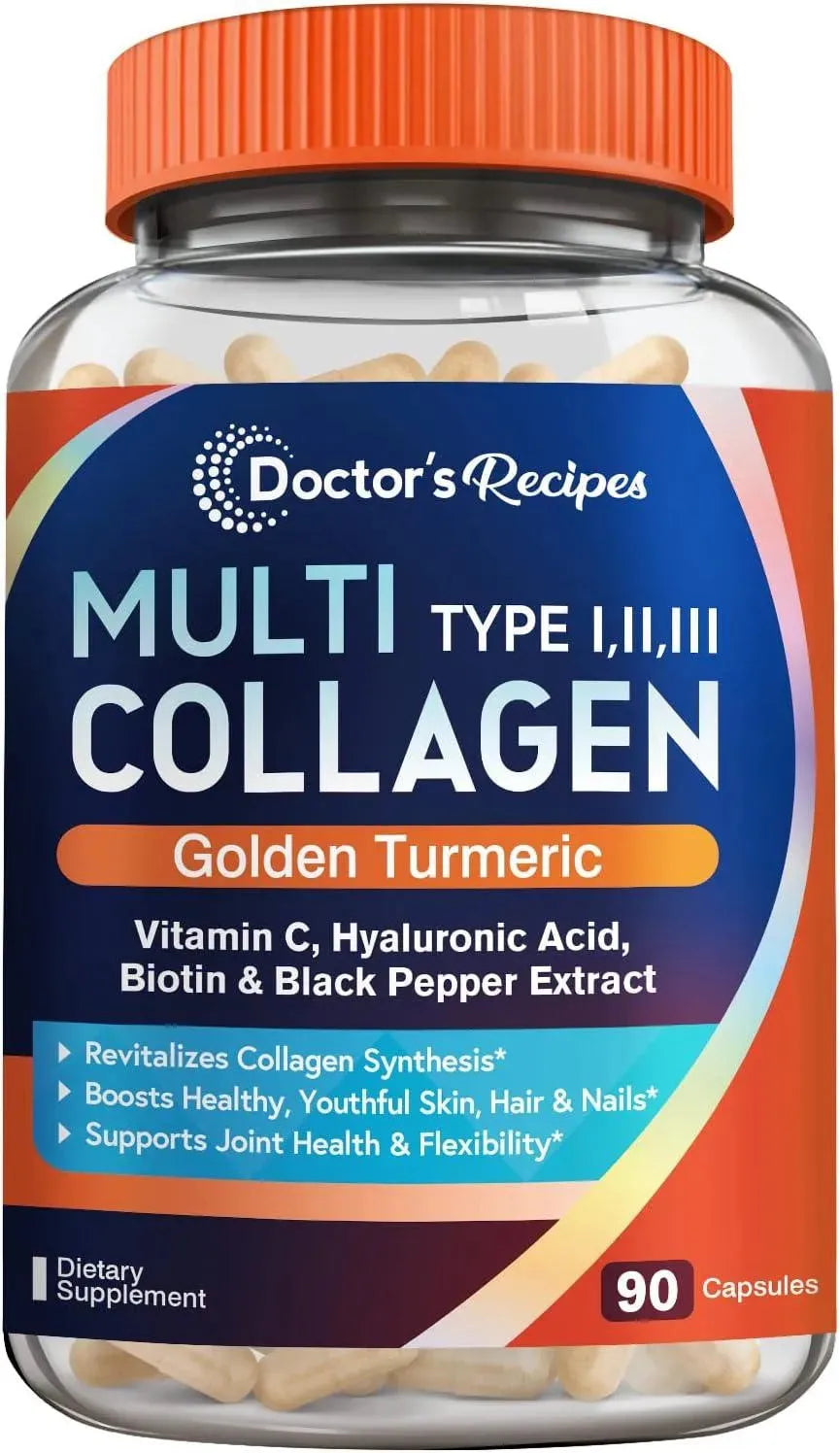 DOCTOR´S RECIPES - Doctor's Recipes Multi Collagen Complex with Golden Turmeric 90 Capsulas - The Red Vitamin MX - Suplementos Alimenticios - {{ shop.shopifyCountryName }}