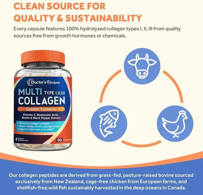 DOCTOR´S RECIPES - Doctor's Recipes Multi Collagen Complex with Golden Turmeric 90 Capsulas - The Red Vitamin MX - Suplementos Alimenticios - {{ shop.shopifyCountryName }}