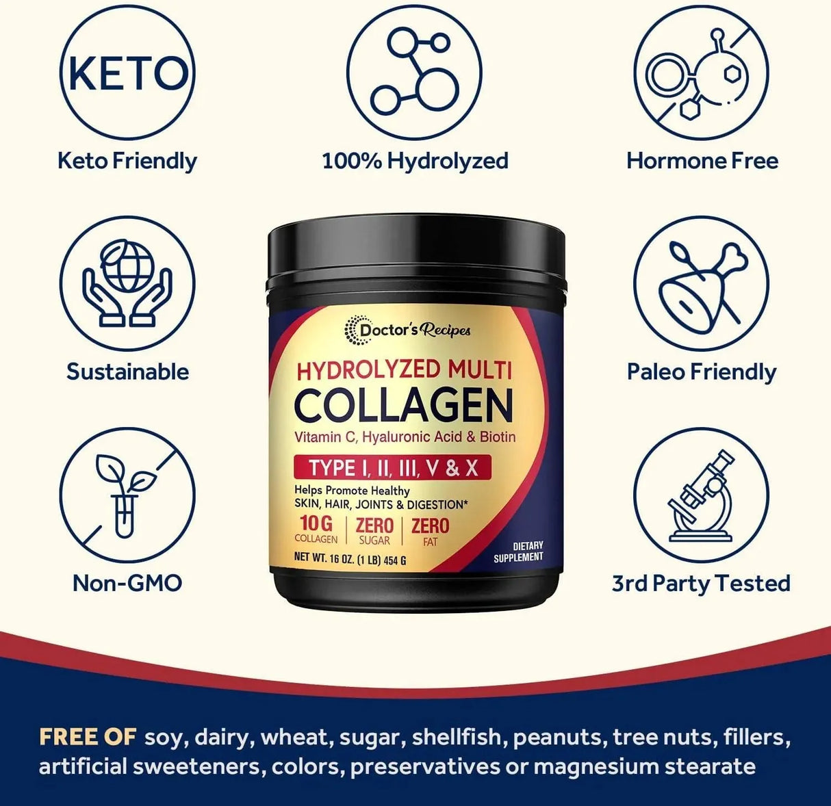 DOCTOR´S RECIPES - Doctor's Recipes Multi Collagen Powder 454Gr. - The Red Vitamin MX - Suplementos Alimenticios - {{ shop.shopifyCountryName }}