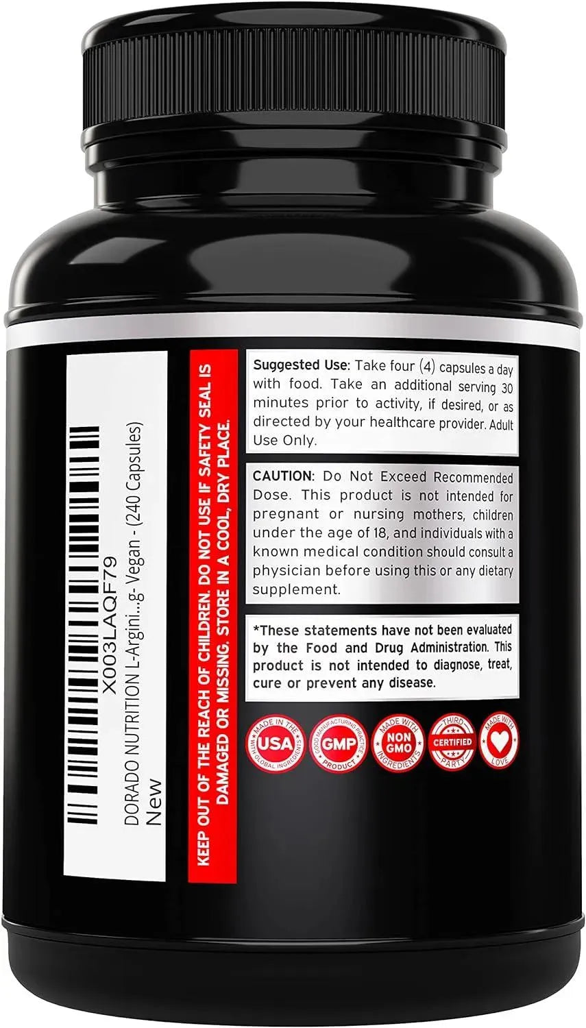 DORADO NUTRITION - Dorado Nutrition L Arginine L Citrulline 3000Mg. 240 Capsulas - The Red Vitamin MX - Suplementos Alimenticios - {{ shop.shopifyCountryName }}