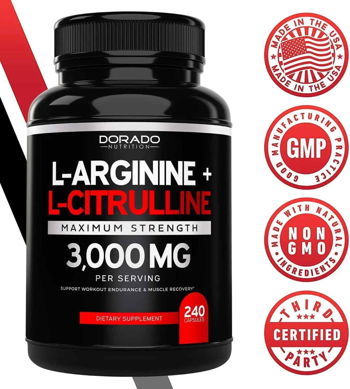 DORADO NUTRITION - Dorado Nutrition L Arginine L Citrulline 3000Mg. 240 Capsulas - The Red Vitamin MX - Suplementos Alimenticios - {{ shop.shopifyCountryName }}
