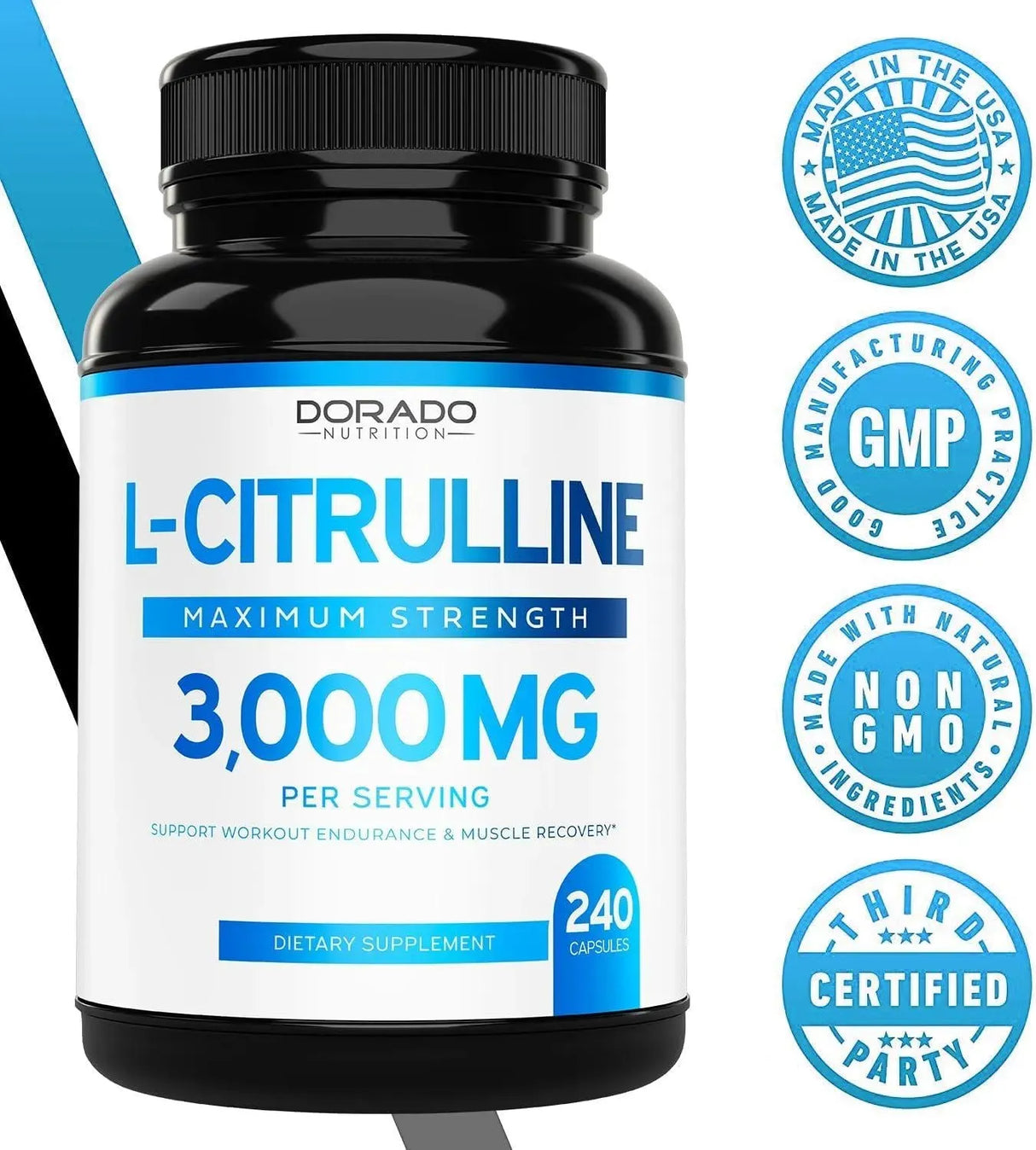 DORADO NUTRITION - Dorado Nutrition L Citrulline 3000Mg. 240 Capsulas - The Red Vitamin MX - Suplementos Alimenticios - {{ shop.shopifyCountryName }}