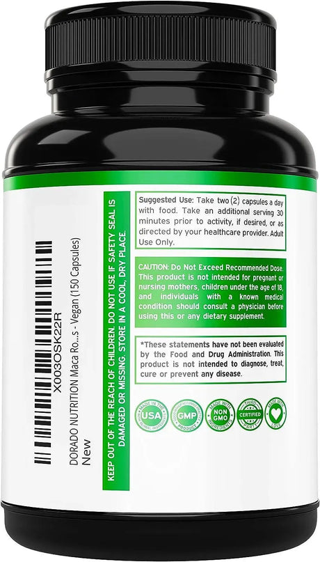 DORADO NUTRITION - Dorado Nutrition Maca Root 8000Mg. 150 Capsulas - The Red Vitamin MX - Suplementos Alimenticios - {{ shop.shopifyCountryName }}