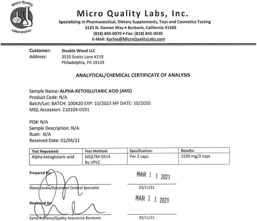 DOUBLE WOOD SUPPLEMENTS - Double Wood Supplements AKG Alpha Ketoglutaric Acid 1000Mg. 180 Capsulas - The Red Vitamin MX - Suplementos Alimenticios - {{ shop.shopifyCountryName }}