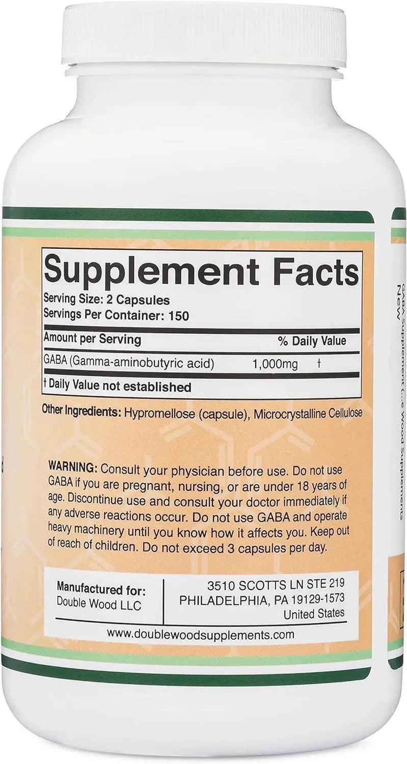 DOUBLE WOOD SUPPLEMENTS - Double Wood Supplements GABA 1000Mg. 300 Capsulas - The Red Vitamin MX - Suplementos Alimenticios - {{ shop.shopifyCountryName }}