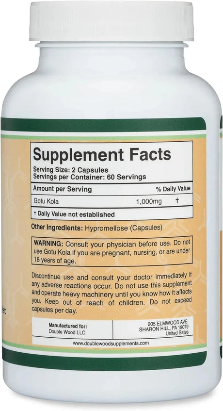 DOUBLE WOOD SUPPLEMENTS - Double Wood Supplements Gotu Kola 1000Mg. 120 Capsulas - The Red Vitamin MX - Suplementos Alimenticios - {{ shop.shopifyCountryName }}