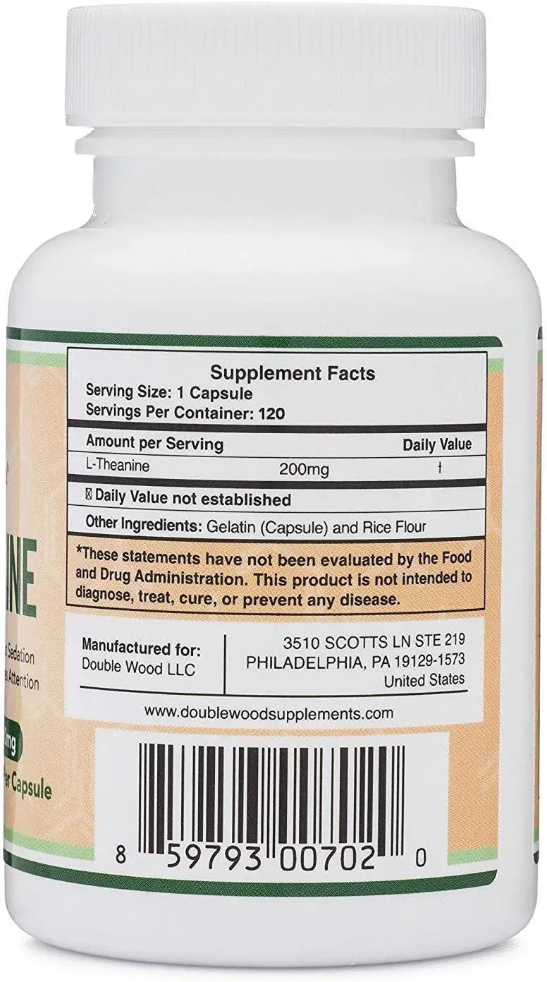 DOUBLE WOOD SUPPLEMENTS - Double Wood Supplements L-Theanine Supplement 200Mg. 120 Capsulas - The Red Vitamin MX - Suplementos Alimenticios - {{ shop.shopifyCountryName }}