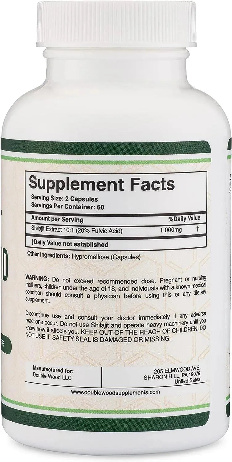 DOUBLE WOOD SUPPLEMENTS - Double Wood Supplements Shilajit Pure Himalayan Capsules 20% Fulvic Acid Supplement 120 Capsulas - The Red Vitamin MX - Suplementos Alimenticios - {{ shop.shopifyCountryName }}