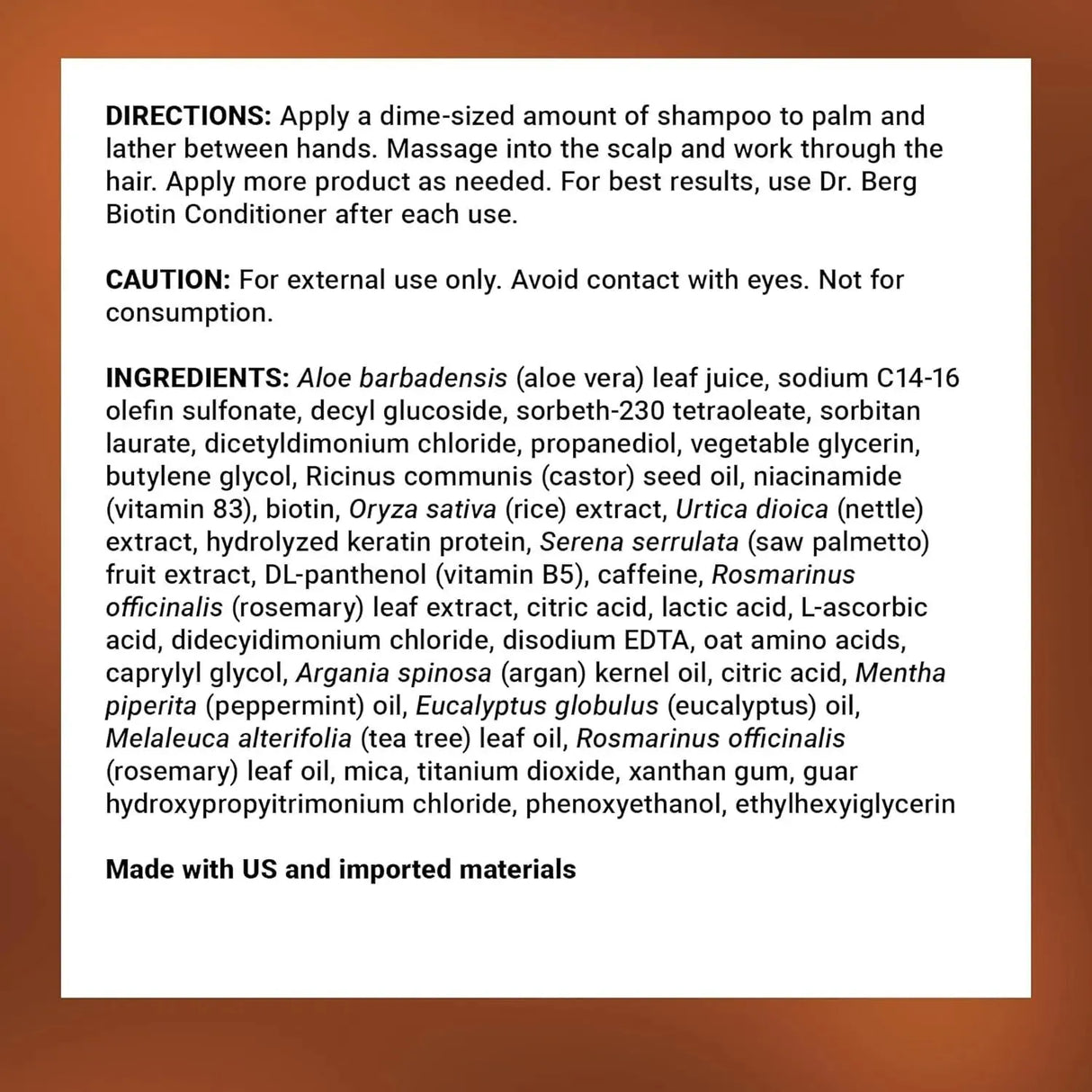 DR. BERG - Dr. Berg Biotin Shampoo for Women & Men 236Ml. - The Red Vitamin MX - Shampoo Para Cabello - {{ shop.shopifyCountryName }}