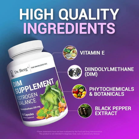 DR. BERG - Dr. Berg DIM Supplement Estrogen Balance 60 Capsulas - The Red Vitamin MX - Suplementos Alimenticios - {{ shop.shopifyCountryName }}