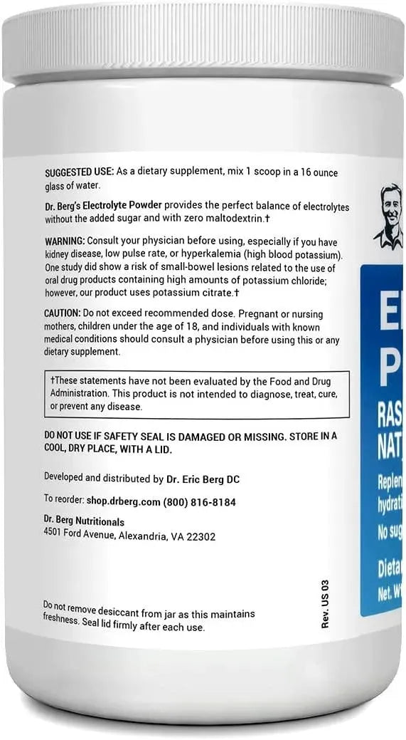 DR. BERG - Dr. Berg Hydration Keto Electrolyte Powder Raspberry & Lemon Flavor 100 Servicios - The Red Vitamin MX - Suplementos Alimenticios - {{ shop.shopifyCountryName }}