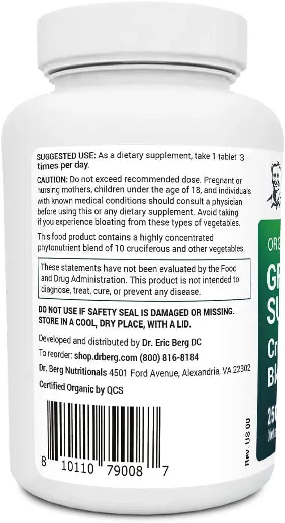 DR. BERG - Dr. Berg's Greens Superfood Cruciferous Vegetable 250 Tabletas - The Red Vitamin MX - Suplementos Alimenticios - {{ shop.shopifyCountryName }}