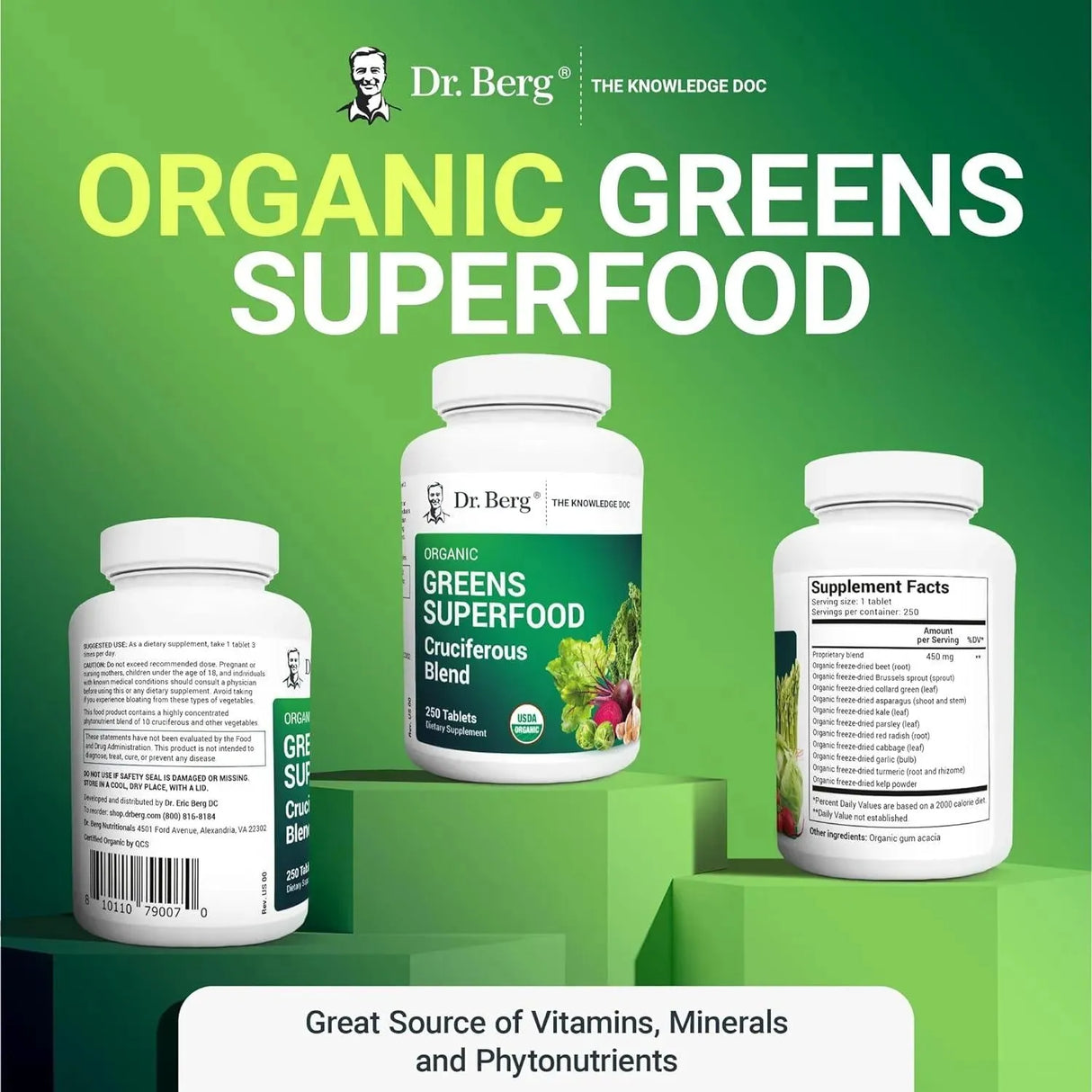 DR. BERG - Dr. Berg's Greens Superfood Cruciferous Vegetable 250 Tabletas - The Red Vitamin MX - Suplementos Alimenticios - {{ shop.shopifyCountryName }}
