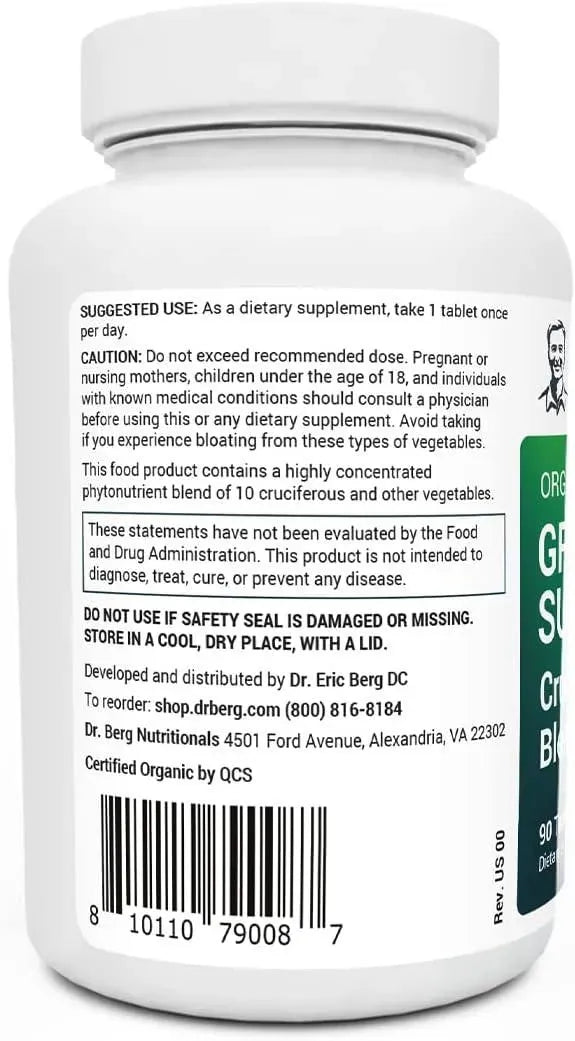 DR. BERG - Dr. Berg's Greens Superfood Cruciferous Vegetable 90 Tabletas - The Red Vitamin MX - Suplementos Alimenticios - {{ shop.shopifyCountryName }}