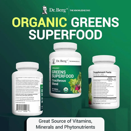 DR. BERG - Dr. Berg's Greens Superfood Cruciferous Vegetable 90 Tabletas - The Red Vitamin MX - Suplementos Alimenticios - {{ shop.shopifyCountryName }}