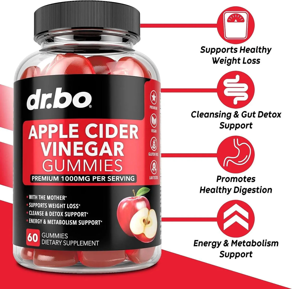 DR. BO - DR. BO Apple Cider Vinegar Gummies 60 Gomitas - The Red Vitamin MX - Suplementos Alimenticios - {{ shop.shopifyCountryName }}