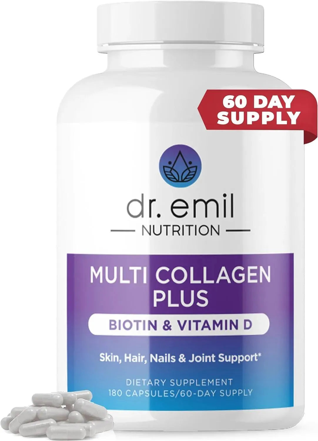 DR EMIL NUTRITION - DR EMIL NUTRITION Multi Collagen Peptides Plus Biotin and Vitamin D 180 Capsulas - The Red Vitamin MX - Suplementos Alimenticios - {{ shop.shopifyCountryName }}