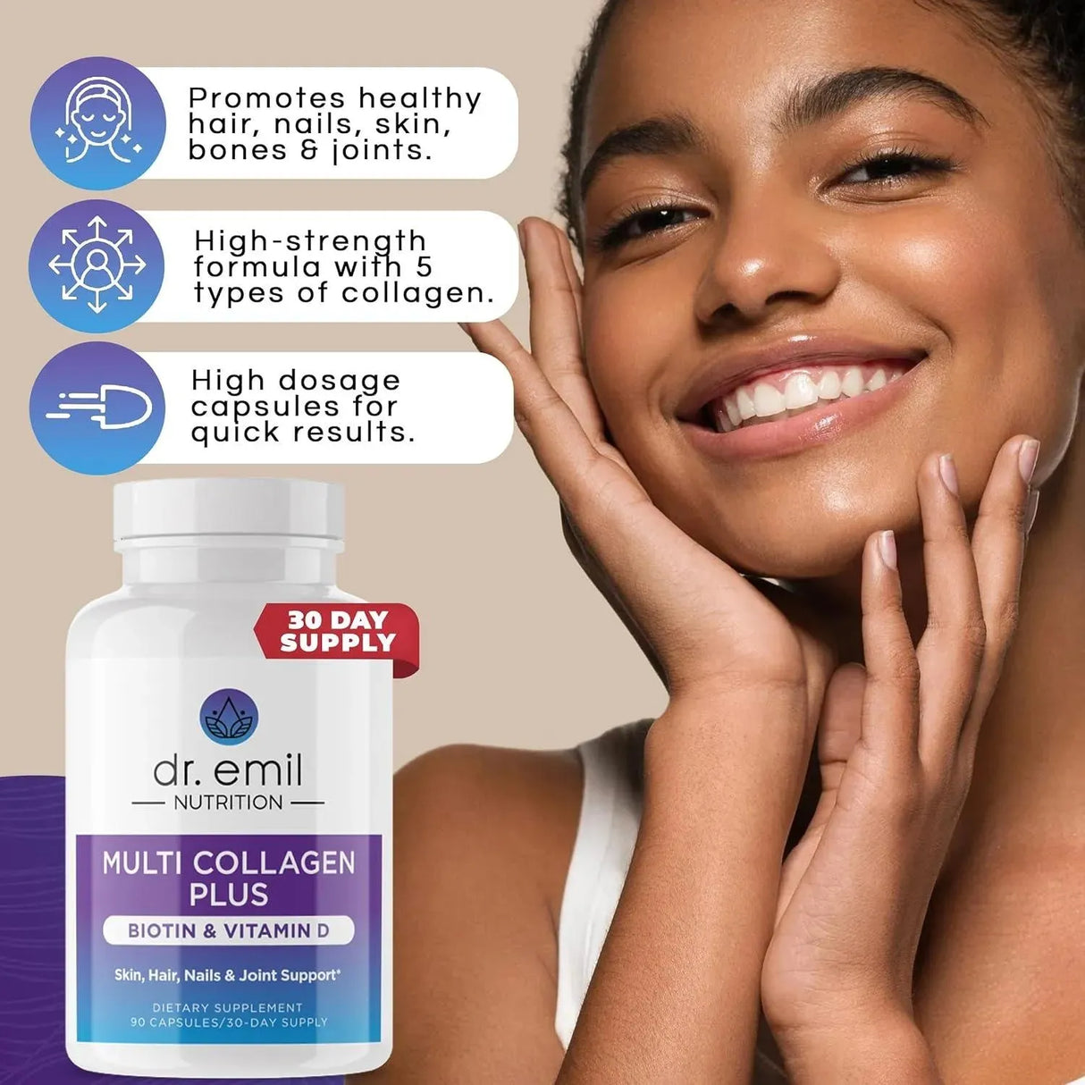 DR EMIL NUTRITION - DR EMIL NUTRITION Multi Collagen Peptides Plus Biotin and Vitamin D 90 Capsulas - The Red Vitamin MX - Suplementos Alimenticios - {{ shop.shopifyCountryName }}