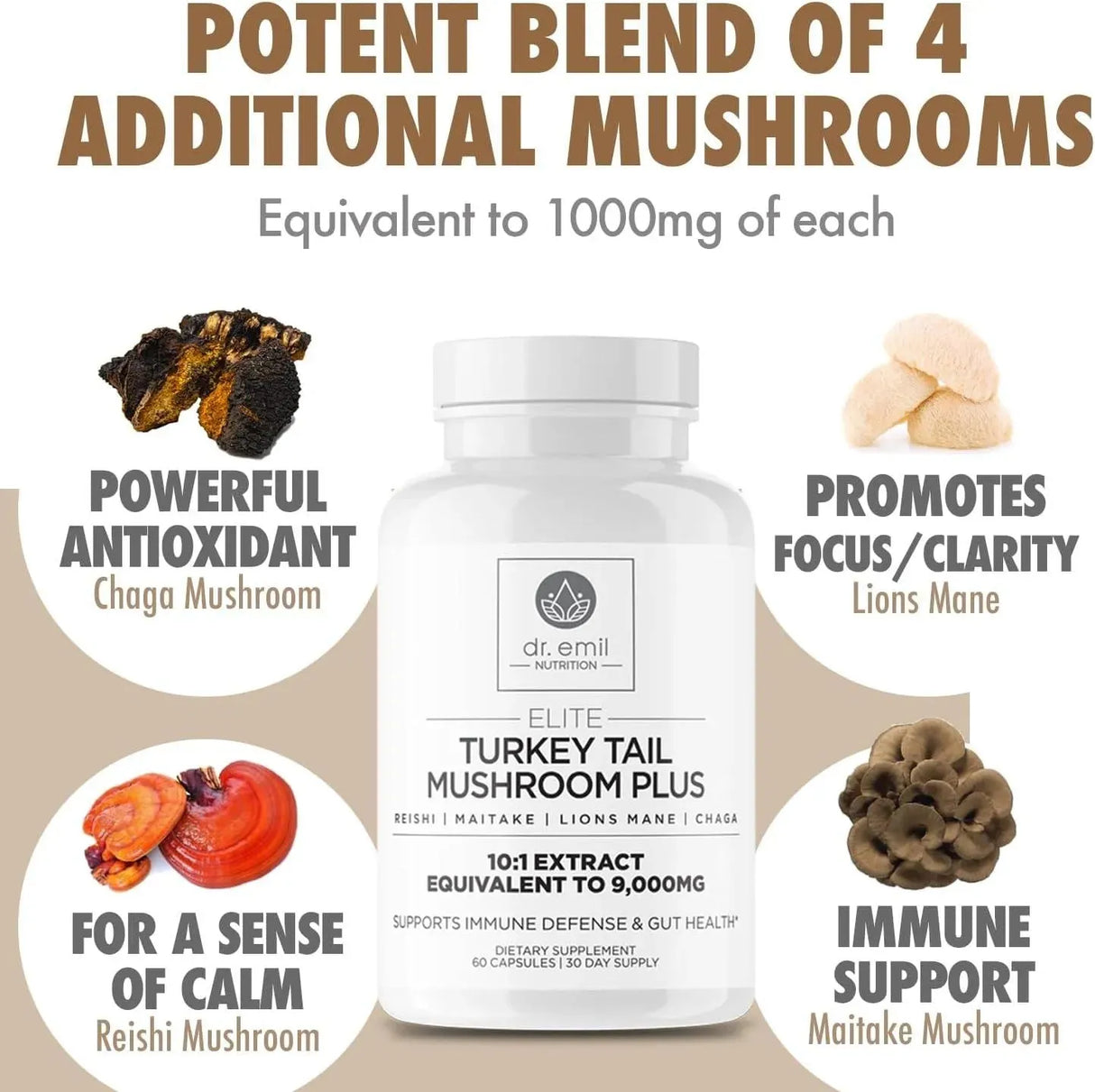 DR EMIL NUTRITION - DR. EMIL NUTRITION Turkey Tail Mushroom 9000Mg. 60 Capsulas - The Red Vitamin MX - Suplementos Alimenticios - {{ shop.shopifyCountryName }}