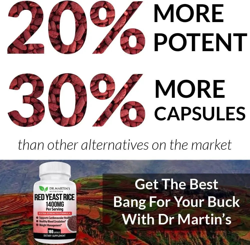 DR. MARTIN'S NUTRITION - DR. MARTIN'S NUTRITION Red Yeast Rice Extract 1400Mg. 180 Capsulas - The Red Vitamin MX - Suplementos Alimenticios - {{ shop.shopifyCountryName }}